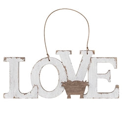 Rustic White Wood Joy Or Love Nativity Ornament - 2 Asstd.