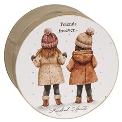 Besties Forever Round Wooden Hinged Box - 3 Asstd.