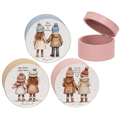 Sister of My Soul Round Wooden Hinged Box - 3 Asstd.