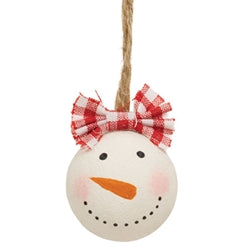 Round Snowman/Snowgirl Ornament - 3 Asstd.