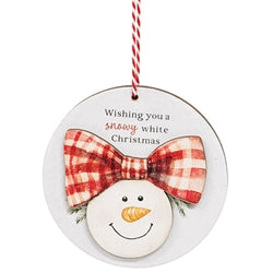 Snowgirl With Bow Round Ornament - 3 Asstd.