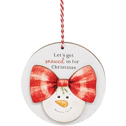 Snowgirl With Bow Round Ornament - 3 Asstd.
