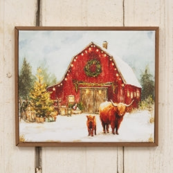 Highland Family At the Winter Barn Canvas