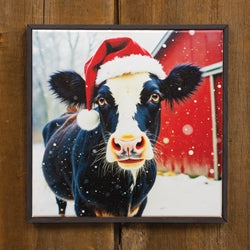 Santa Cow on the Farm Canvas
