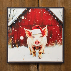 Santa Pig At the Barn Canvas
