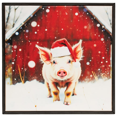Santa Pig At the Barn Canvas