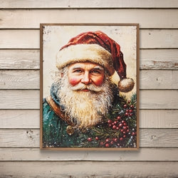 Nordic Noel Santa Framed Canvas - 12.5" x 16.5"
