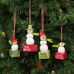 4/Set - Resin Snow Sibling Ornaments