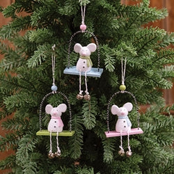 Pastel Sugar Plum Mouse Ornament - 3 Asstd.