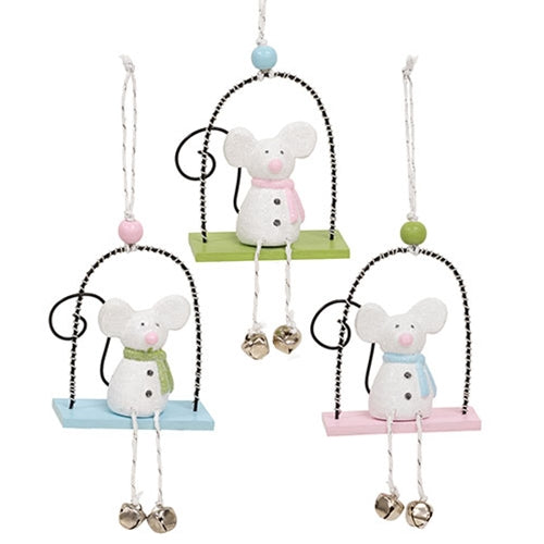 Pastel Sugar Plum Mouse Ornament - 3 Asstd.