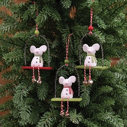 Holly Jolly Sugar Plum Mouse Ornament - 3 Asstd.