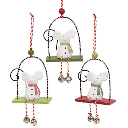 Holly Jolly Sugar Plum Mouse Ornament - 3 Asstd.