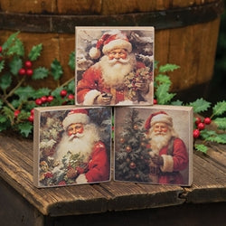 Vintage Santa Portrait 4" Square Block - 3 Asstd.