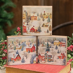 Snowy Vintage Village 4" Square Block - 3 Asstd.