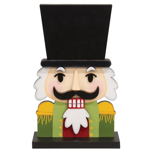 Layered Wooden Nutcracker Bust on Base