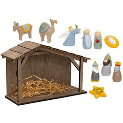 11/Set - Resin Nativity With Wooden Manger