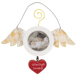 Distressed Wood and Metal Angel Wing Photo Ornament - 3 Asstd