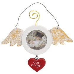 Distressed Wood and Metal Angel Wing Photo Ornament - 3 Asstd