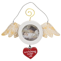 Distressed Wood and Metal Angel Wing Photo Ornament - 3 Asstd