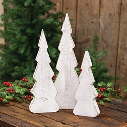 3/Set - Rustic White Wooden Christmas Tree Sitters