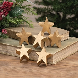 6/Set - Gold Wooden Stars