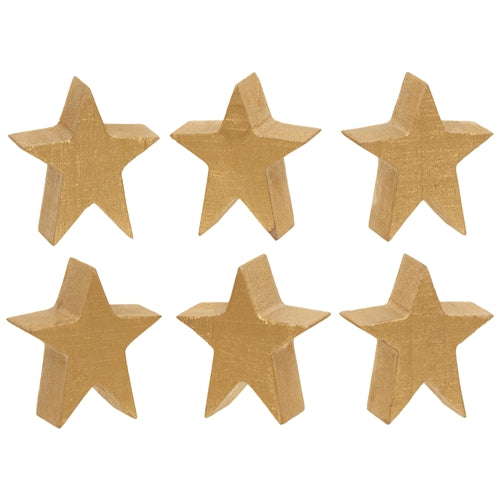 6/Set - Gold Wooden Stars