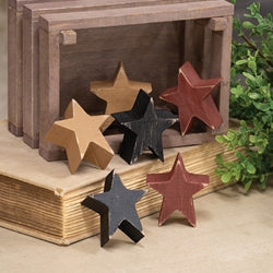6/Set - Mustard Burgundy and Black Wooden Stars