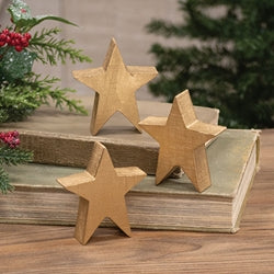3/Set - Gold Wooden Stars