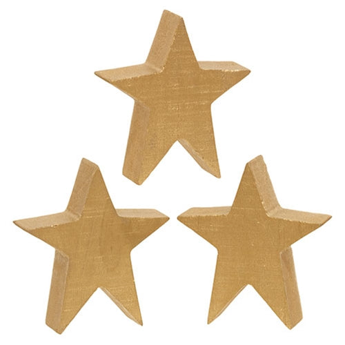 3/Set - Gold Wooden Stars