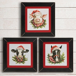 Happy Hogidays Framed Print - 9" sq. - 3 Asstd.