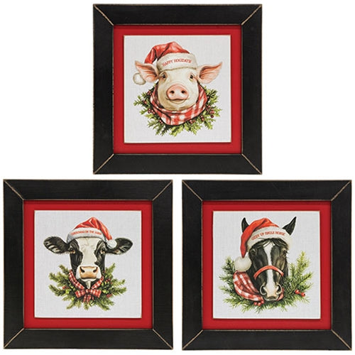 Happy Hogidays Framed Print - 9" sq. - 3 Asstd.