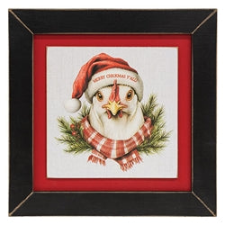 Merry Chickmas Framed Print - 9" sq. - 3 Asstd.