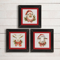 Merry Chickmas Framed Print - 9" sq. - 3 Asstd.