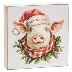 Happy Hogidays 4" Square Block - 3 Asstd.