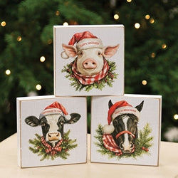 Happy Hogidays 4" Square Block - 3 Asstd.