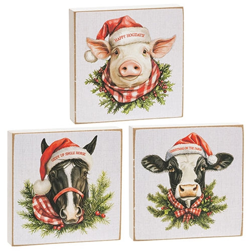 Happy Hogidays 4" Square Block - 3 Asstd.
