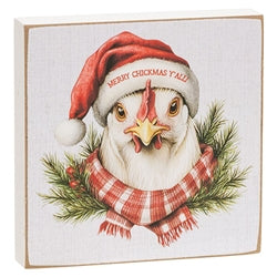Merry Chickmas On The Farm 4" Square Block - 3 Asstd.