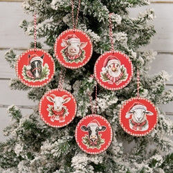 Down on the Farm Round Ornament - 6 Asstd.