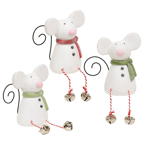 Holly Jolly Sugar Plum Jingle Leg Resin Mouse - 3 Asstd.