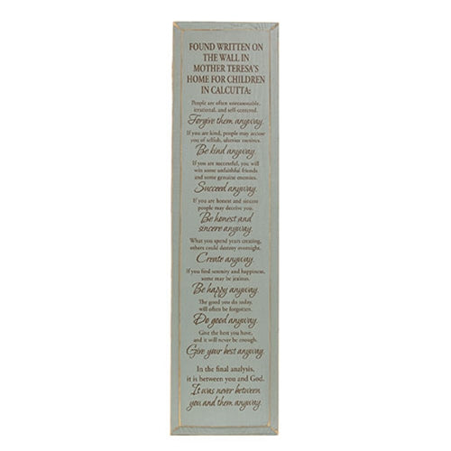Mother Teresa Quote Wooden Sign - 9" x 36"