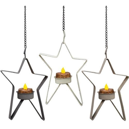 Farmhouse Colors Star Tealight Holder 1.5" Pan 3 Asstd.