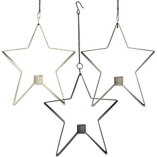 Farmhouse Colors Star Taper Holder 4" 3 Asstd.