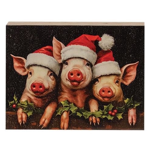 Santa Piggy Trio Block - 6" x 4.5"