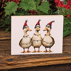Christmas Lights Goose Trio Block - 6" x 4.5"