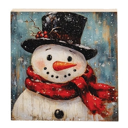 Distressed Woodland Tophat Snowman Block - 5 In Sq - 3 Asstd