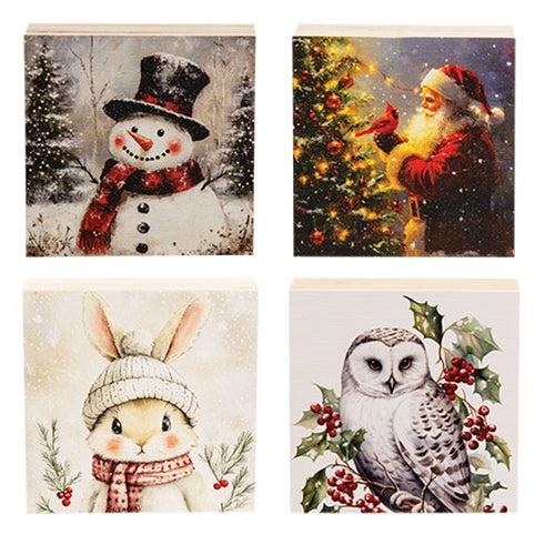 Woodland Winter Square Block - 3 In Sq -  Asstd