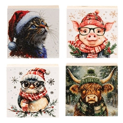 Woodland Winter Square Block - 3 In Sq -  Asstd