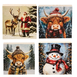 Woodland Winter Square Block - 3 In Sq -  Asstd