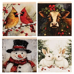 Woodland Winter Square Block - 3 In Sq -  Asstd