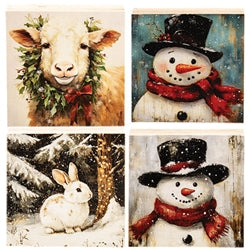 Woodland Winter Square Block - 3 In Sq -  Asstd
